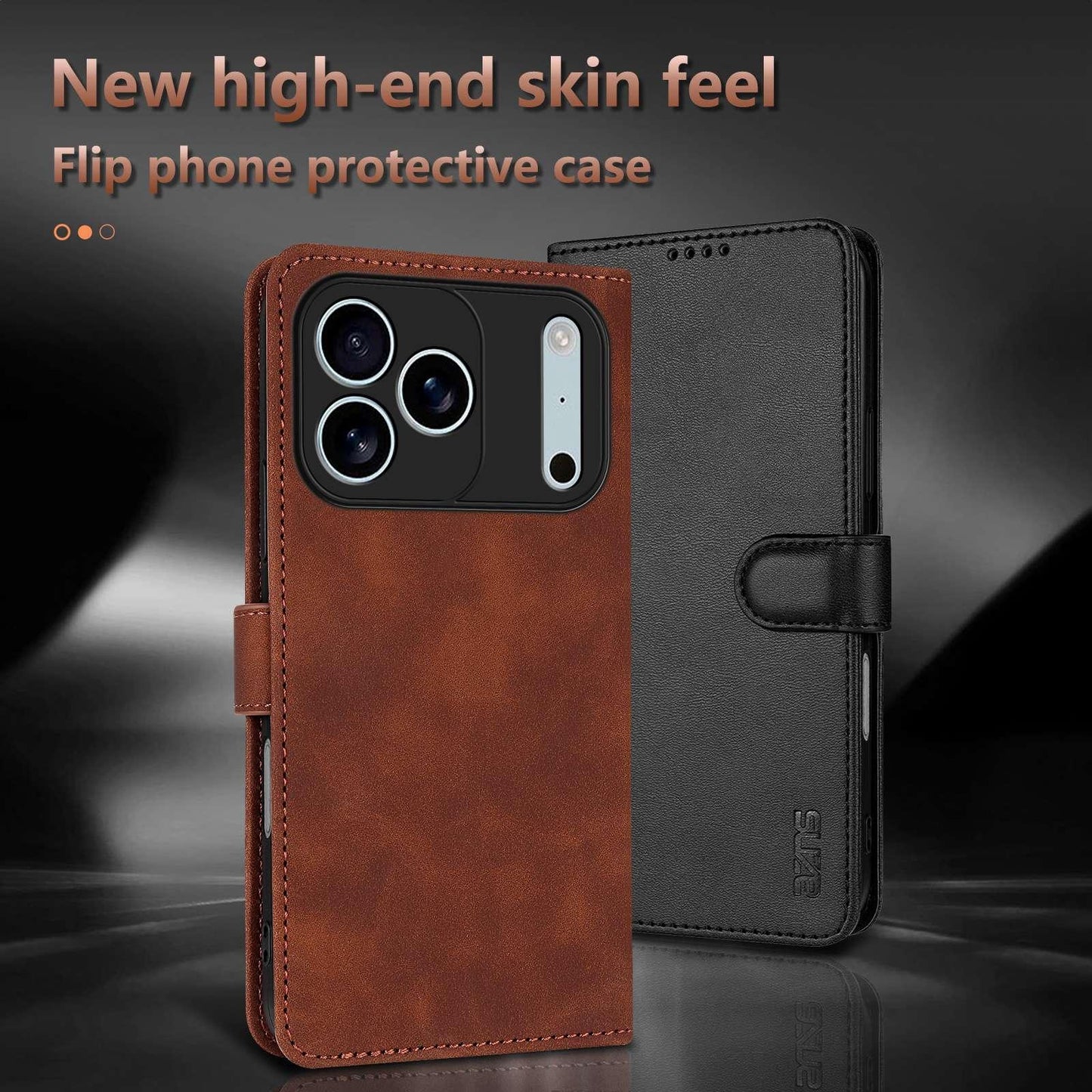 For iPhone 18 Pro AZNS Skin Feel Calf Texture Flip Leather Phone Case(Brown)