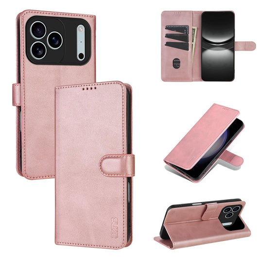 For iPhone 18 Pro AZNS Skin Feel Calf Texture Flip Leather Phone Case(Rose Gold)