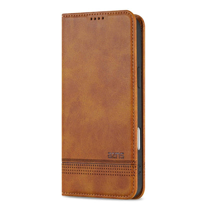 For iPhone 18 Pro Max AZNS Magnetic Calf Texture Flip Leather Phone Case(Light Brown)
