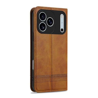 For iPhone 18 Pro Max AZNS Magnetic Calf Texture Flip Leather Phone Case(Light Brown)