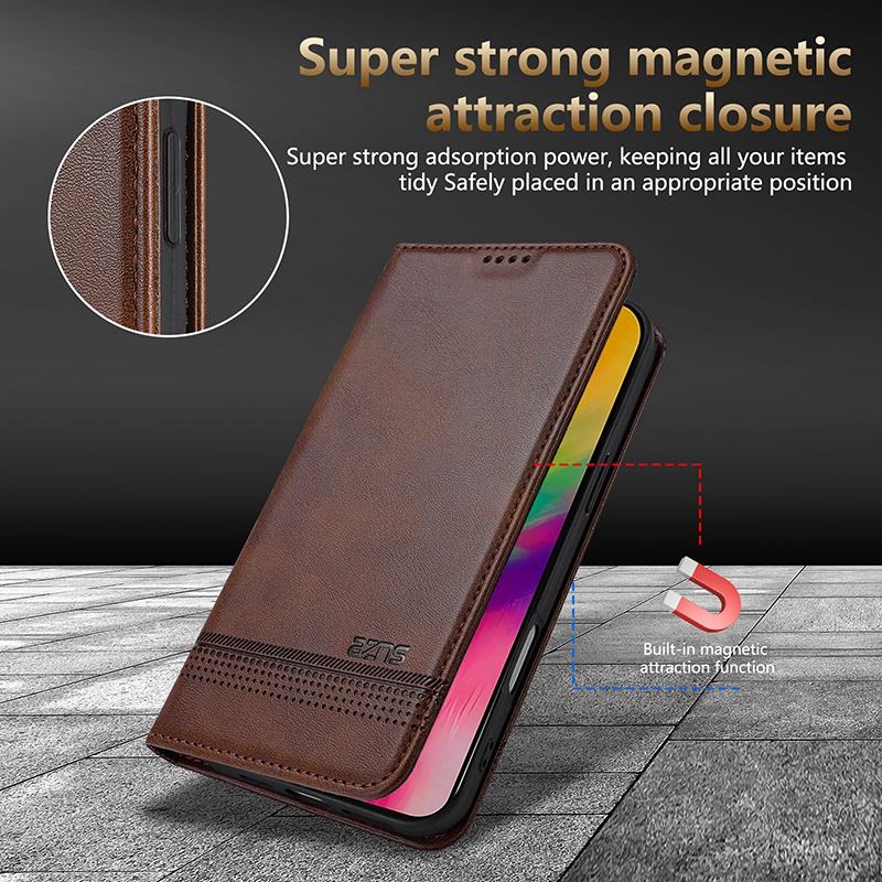 For iPhone 18 Pro Max AZNS Magnetic Calf Texture Flip Leather Phone Case(Dark Brown)