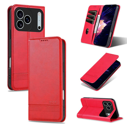 For iPhone 18 Pro Max AZNS Magnetic Calf Texture Flip Leather Phone Case(Red)