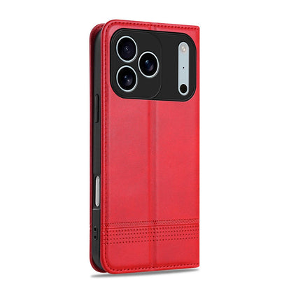 For iPhone 18 Pro Max AZNS Magnetic Calf Texture Flip Leather Phone Case(Red)