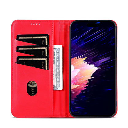 For iPhone 18 Pro Max AZNS Magnetic Calf Texture Flip Leather Phone Case(Red)