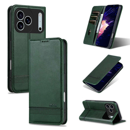 For iPhone 18 Pro Max AZNS Magnetic Calf Texture Flip Leather Phone Case(Dark Green)