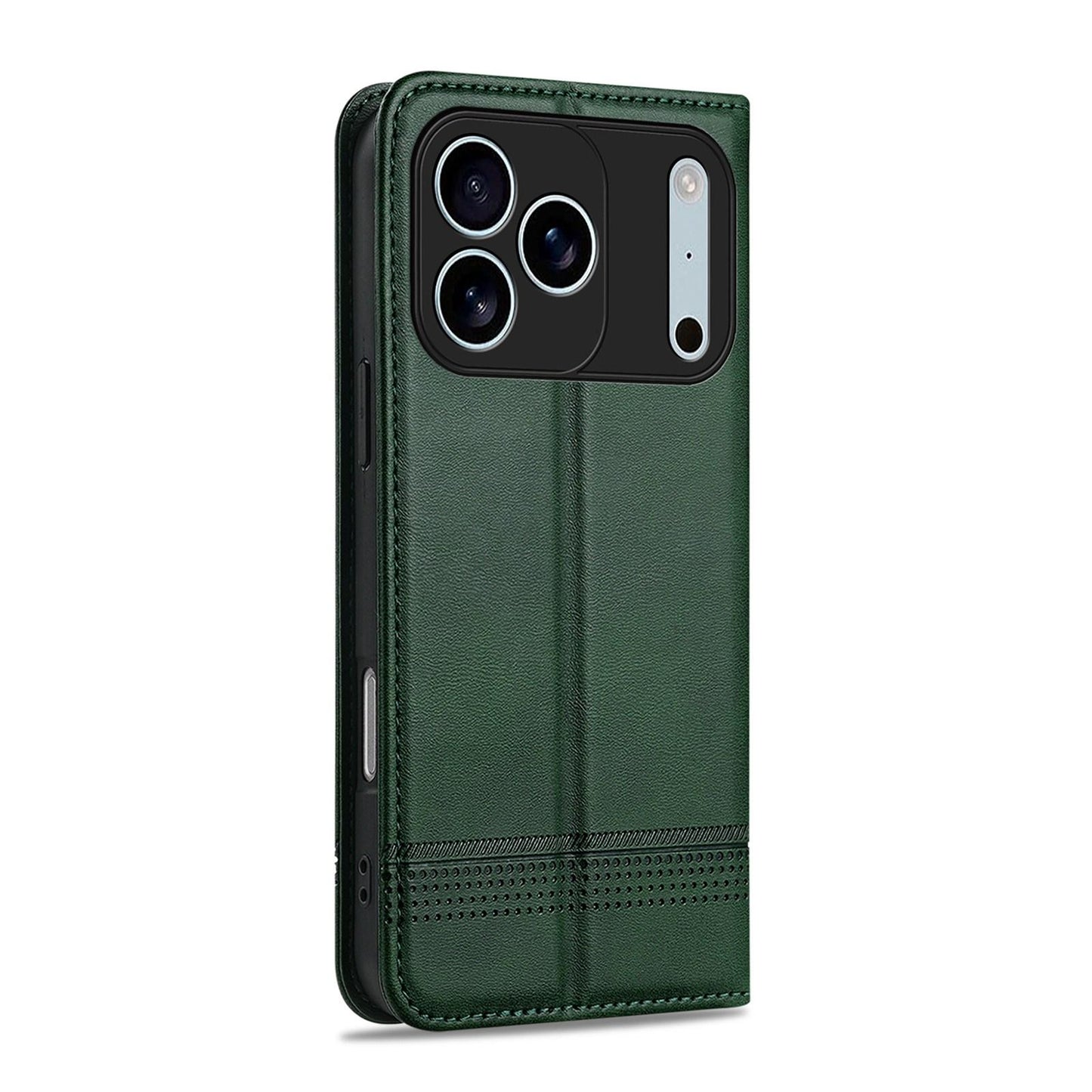 For iPhone 18 Pro Max AZNS Magnetic Calf Texture Flip Leather Phone Case(Dark Green)