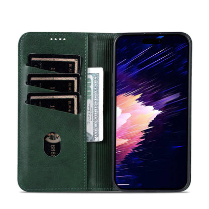 For iPhone 18 Pro Max AZNS Magnetic Calf Texture Flip Leather Phone Case(Dark Green)
