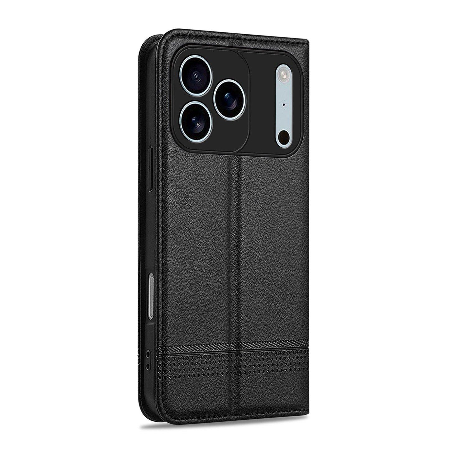 For iPhone 18 Pro Max AZNS Magnetic Calf Texture Flip Leather Phone Case(Black)