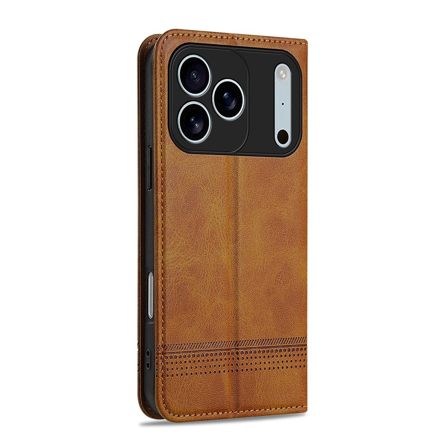 For iPhone 18 Pro AZNS Magnetic Calf Texture Flip Leather Phone Case(Light Brown)