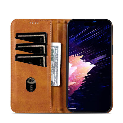 For iPhone 18 Pro AZNS Magnetic Calf Texture Flip Leather Phone Case(Light Brown)