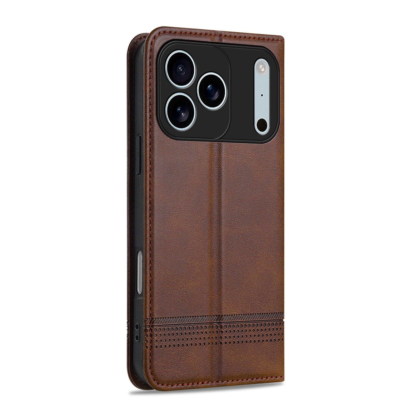 For iPhone 18 Pro AZNS Magnetic Calf Texture Flip Leather Phone Case(Dark Brown)