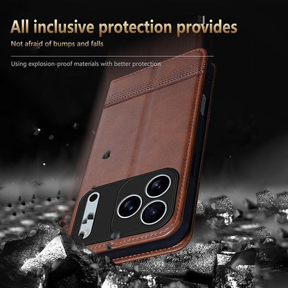 For iPhone 18 Pro AZNS Magnetic Calf Texture Flip Leather Phone Case(Dark Brown)