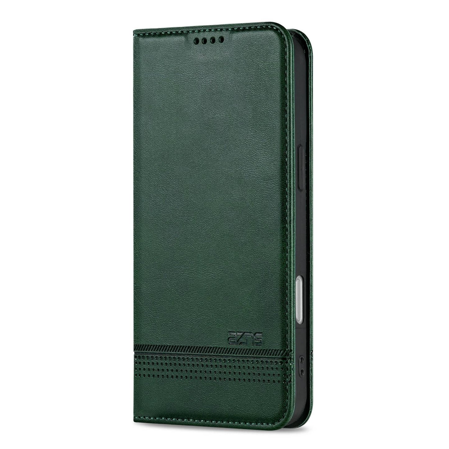For iPhone 18 Pro AZNS Magnetic Calf Texture Flip Leather Phone Case(Dark Green)