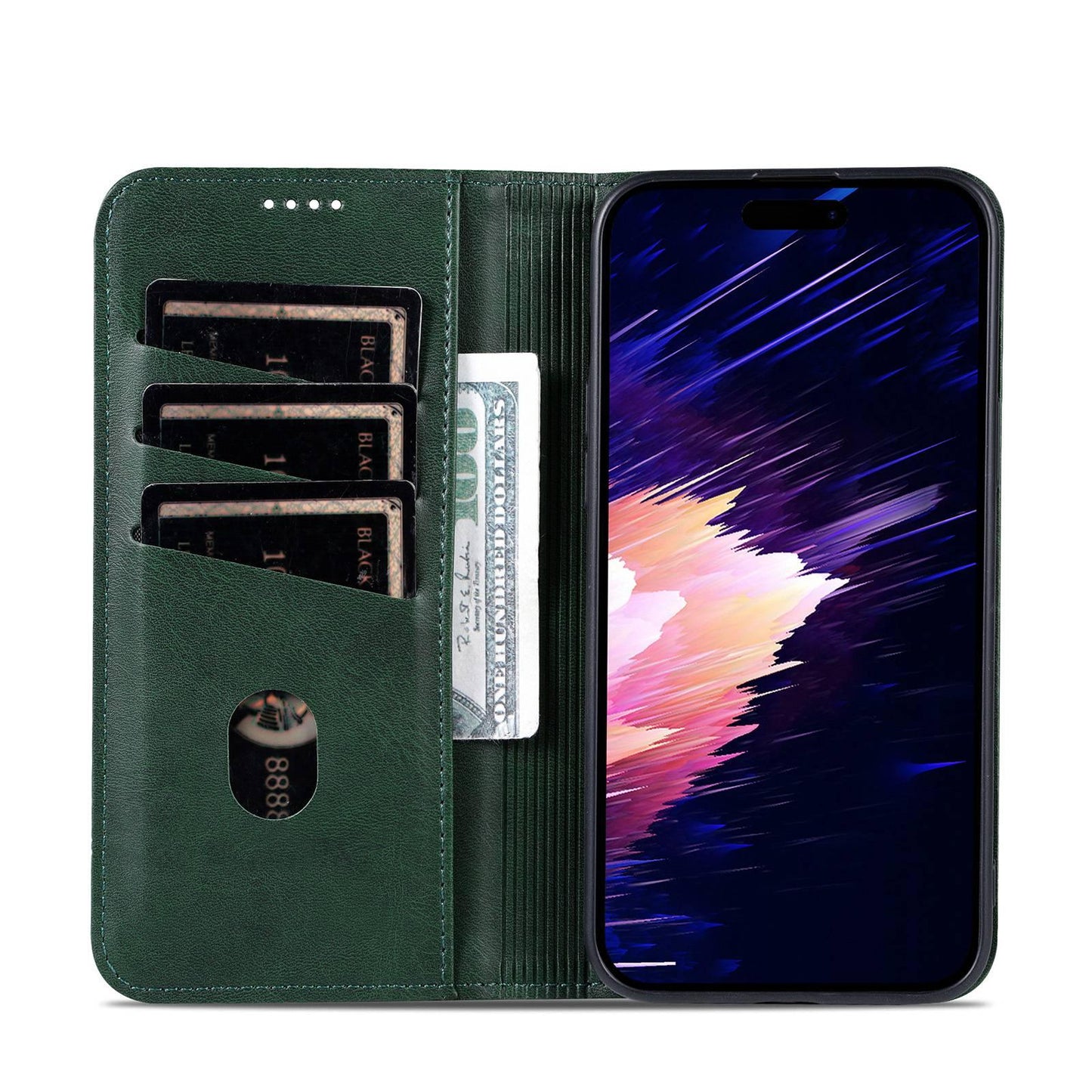 For iPhone 18 Pro AZNS Magnetic Calf Texture Flip Leather Phone Case(Dark Green)
