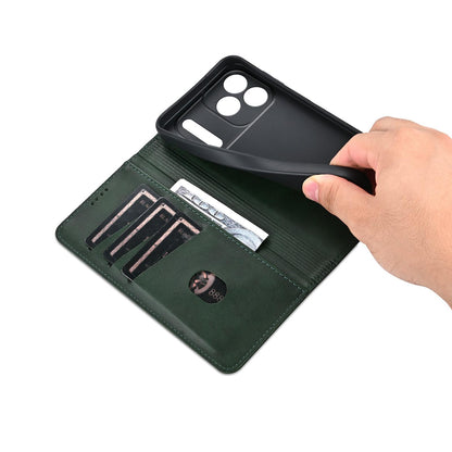 For iPhone 18 Pro AZNS Magnetic Calf Texture Flip Leather Phone Case(Dark Green)
