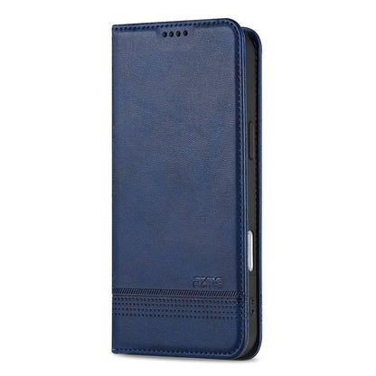 For iPhone 18 Pro AZNS Magnetic Calf Texture Flip Leather Phone Case(Dark Blue)