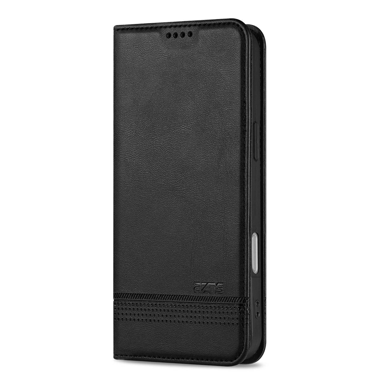 For iPhone 18 Pro AZNS Magnetic Calf Texture Flip Leather Phone Case(Black)