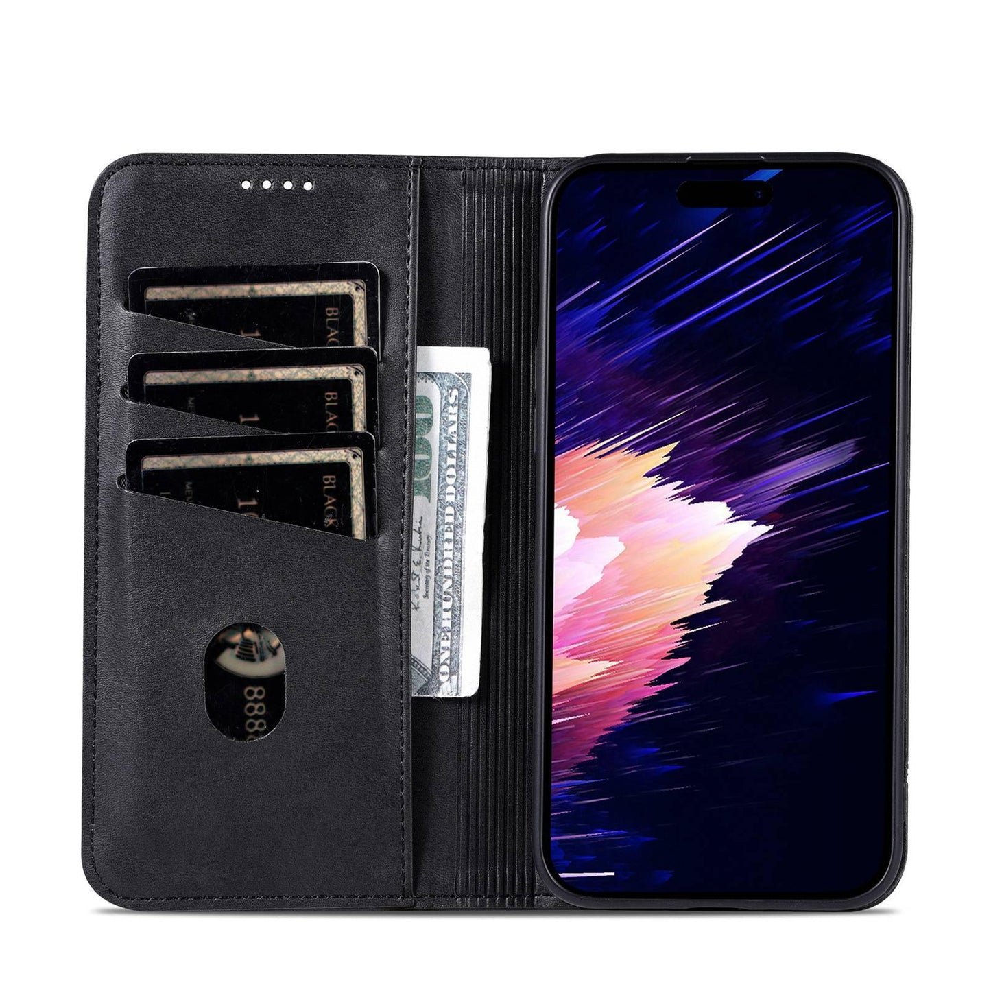 For iPhone 18 Pro AZNS Magnetic Calf Texture Flip Leather Phone Case(Black)
