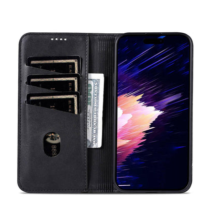 For iPhone 18 Pro AZNS Magnetic Calf Texture Flip Leather Phone Case(Black)