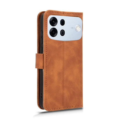For OPPO A7 Pro Max 5G Skin Feel Magnetic Flip Leather Phone Case(Brown)
