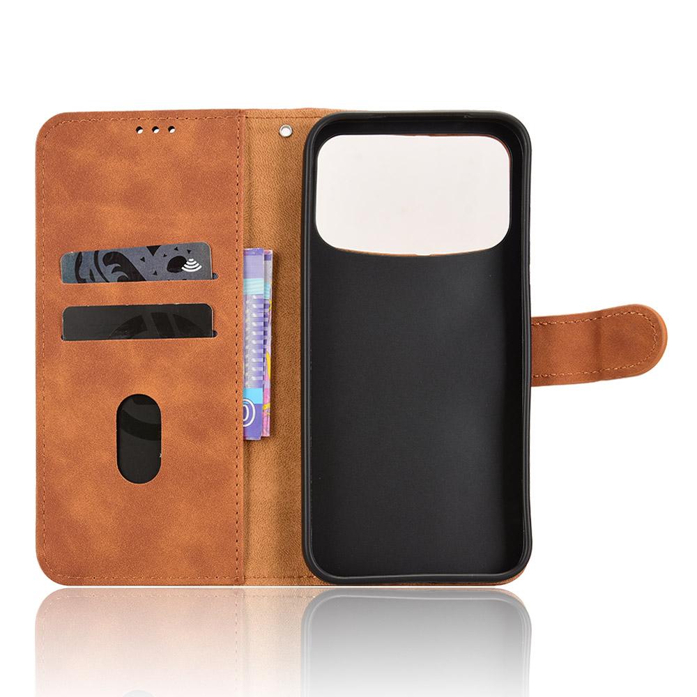 For OPPO A7 Pro Max 5G Skin Feel Magnetic Flip Leather Phone Case(Brown)