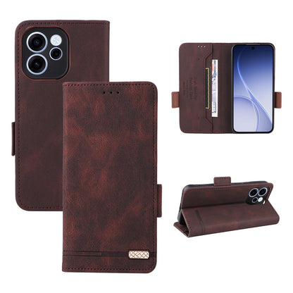For OPPO Reno15 F 5G Magnetic Clasp Leather Phone Case - Brown - EDA005209328A