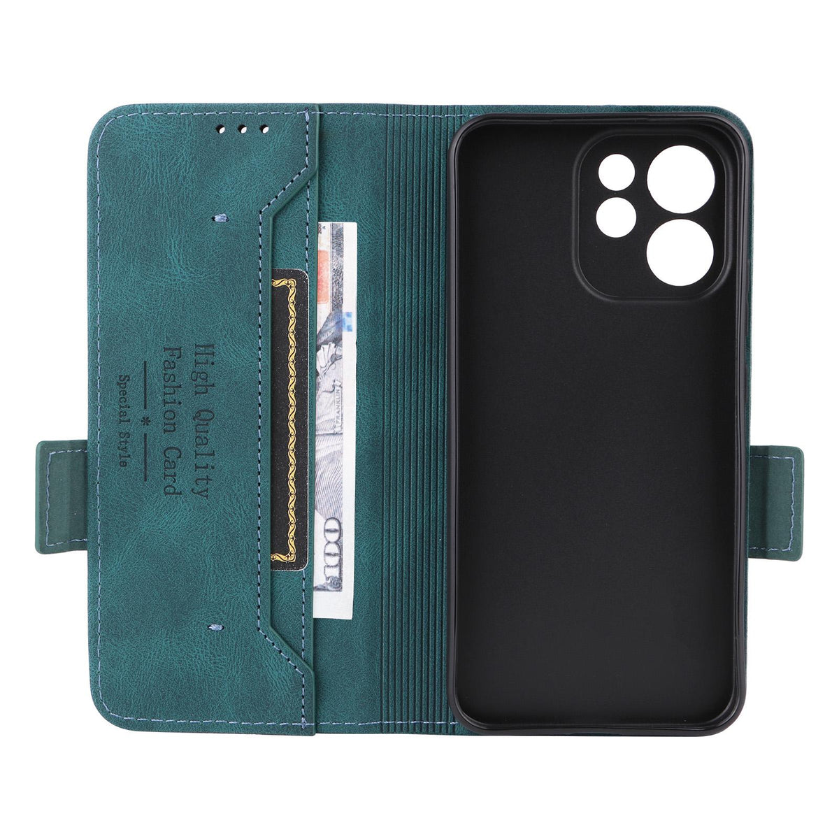 For OPPO Reno15 F 5G Magnetic Clasp Leather Phone Case - Green - EDA005209328B