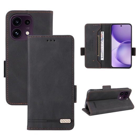 For OPPO Reno16 F 5G / Reno16 FS 5G Magnetic Clasp Leather Phone Case - Black - EDA005209329D