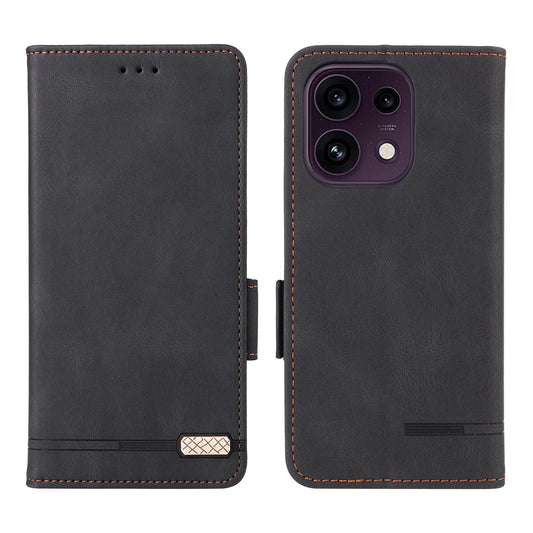 For OPPO Reno16 F 5G / Reno16 FS 5G Magnetic Clasp Leather Phone Case - Black - EDA005209329D