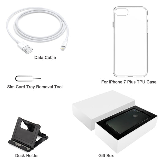 [HK Warehouse] For iPhone 7 Plus TPU Case + Desk Holder + Data Cable + Sim Card Tray Removal Tool + Gift Box