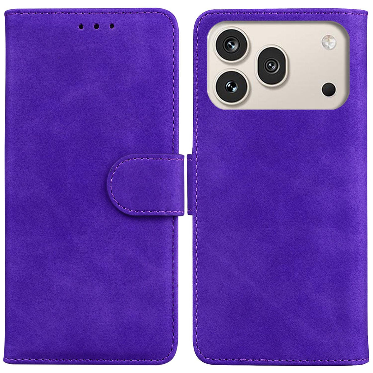 For Honor 600 Global / 600 Pro Global Skin Feel Pure Color Flip Leather Phone Case - Purple - EDA005223425A