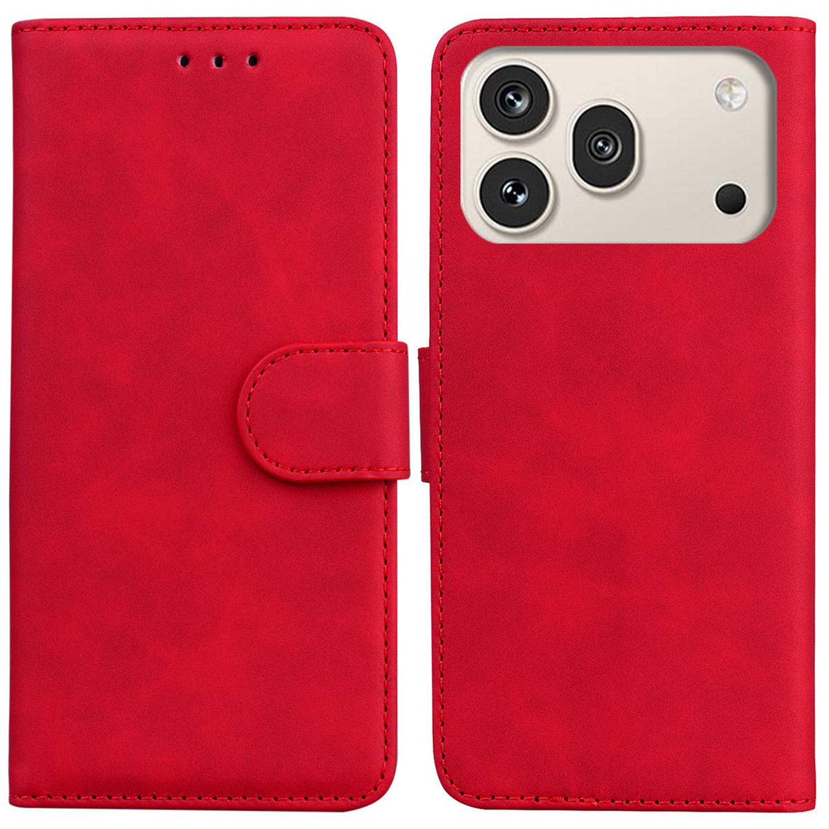 For Honor 600 Global / 600 Pro Global Skin Feel Pure Color Flip Leather Phone Case - Red - EDA005223425B