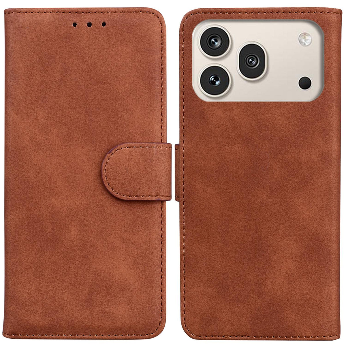 For Honor 600 Global / 600 Pro Global Skin Feel Pure Color Flip Leather Phone Case - Brown - EDA005223425E