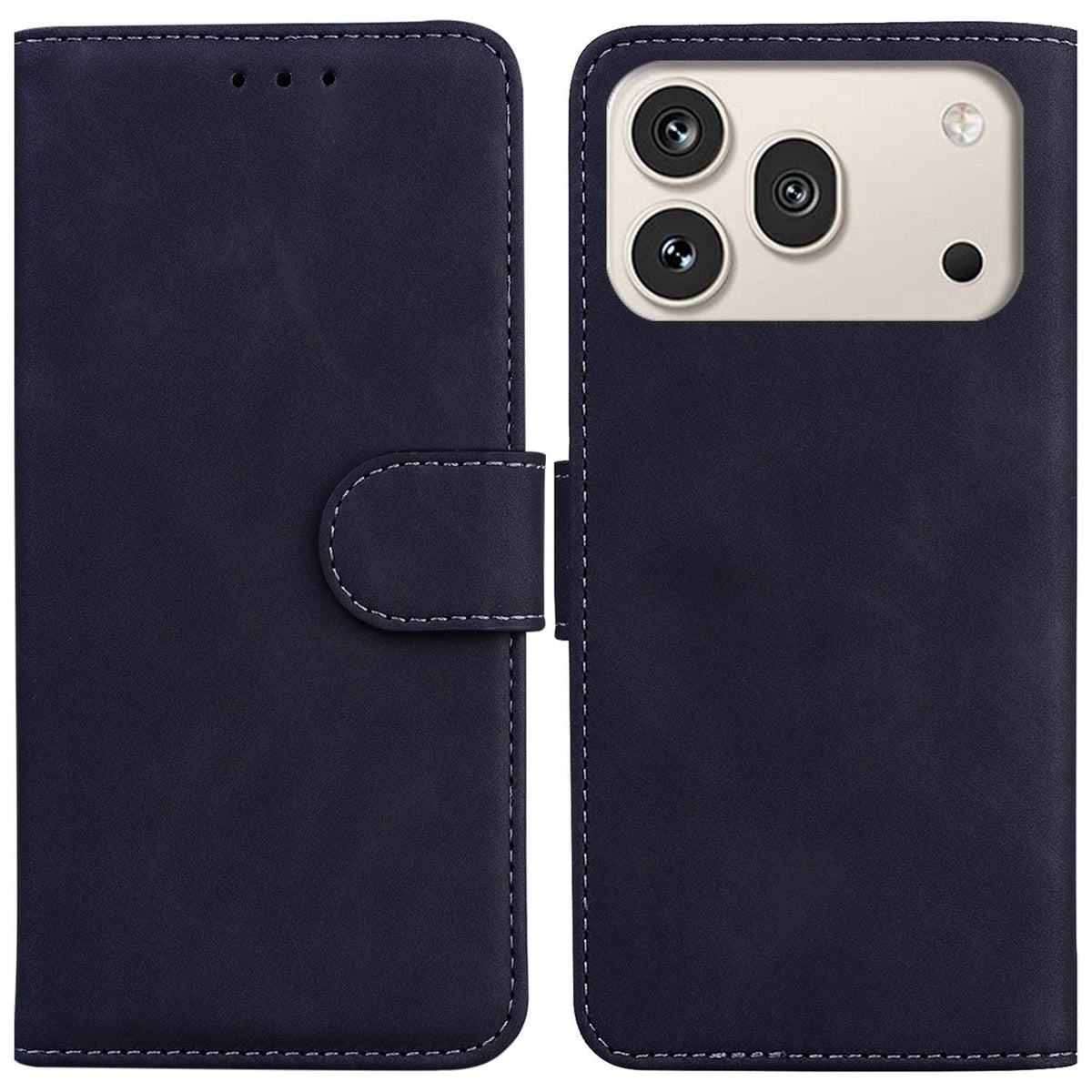 For Honor 600 Global / 600 Pro Global Skin Feel Pure Color Flip Leather Phone Case - Black - EDA005223425F