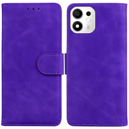 For Honor 600 Smart 5G Skin Feel Pure Color Flip Leather Phone Case - Purple - EDA005223427A