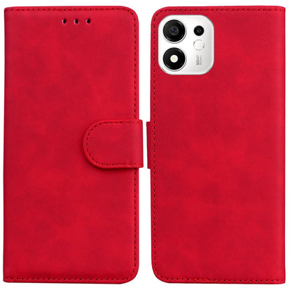 For Honor 600 Smart 5G Skin Feel Pure Color Flip Leather Phone Case - Red - EDA005223427B