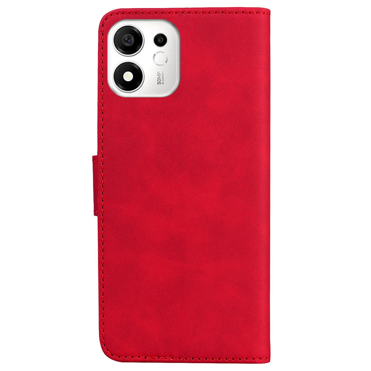 For Honor 600 Smart 5G Skin Feel Pure Color Flip Leather Phone Case - Red - EDA005223427B