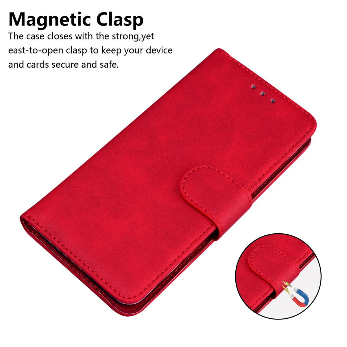For Honor 600 Smart 5G Skin Feel Pure Color Flip Leather Phone Case - Red - EDA005223427B