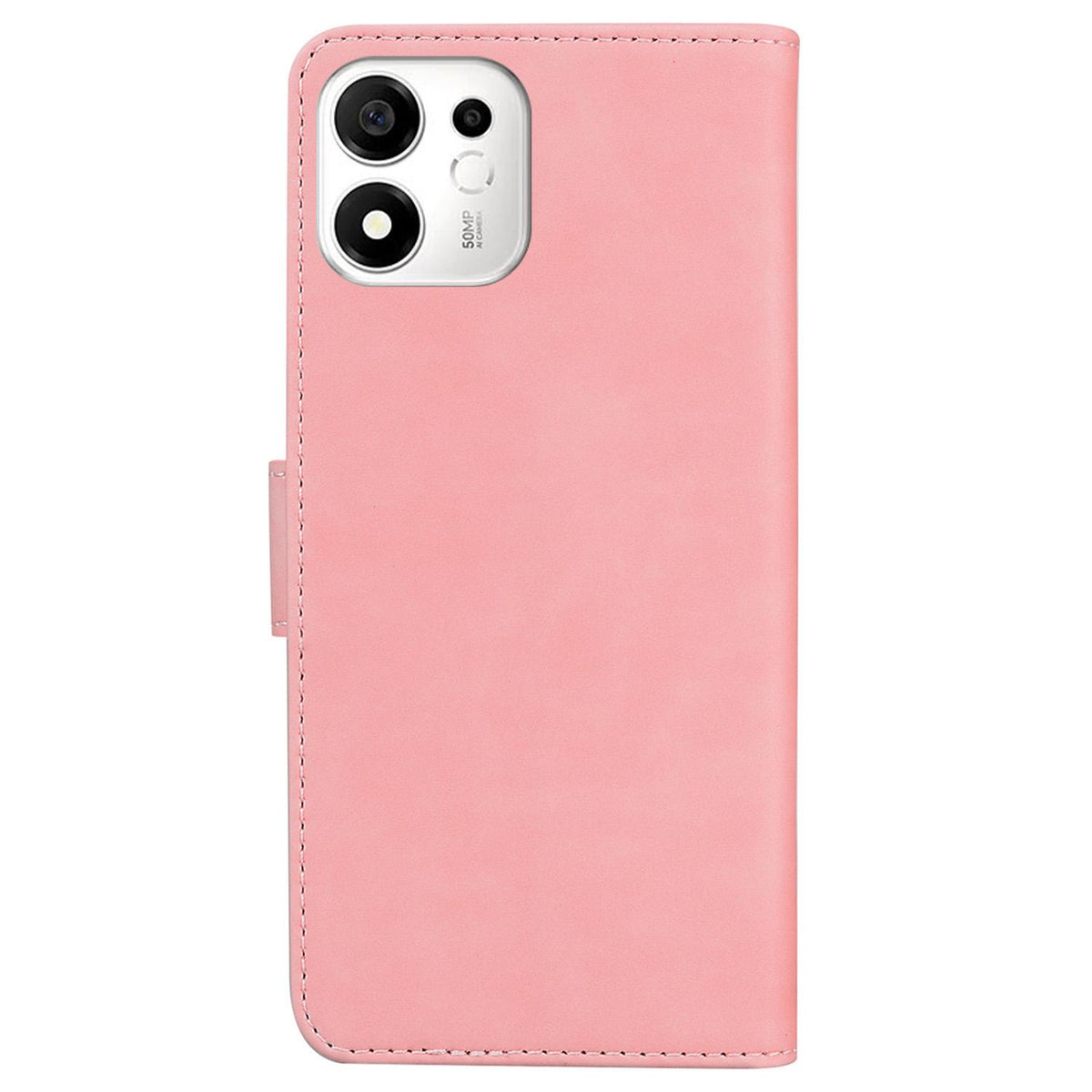 For Honor 600 Smart 5G Skin Feel Pure Color Flip Leather Phone Case - Pink - EDA005223427D