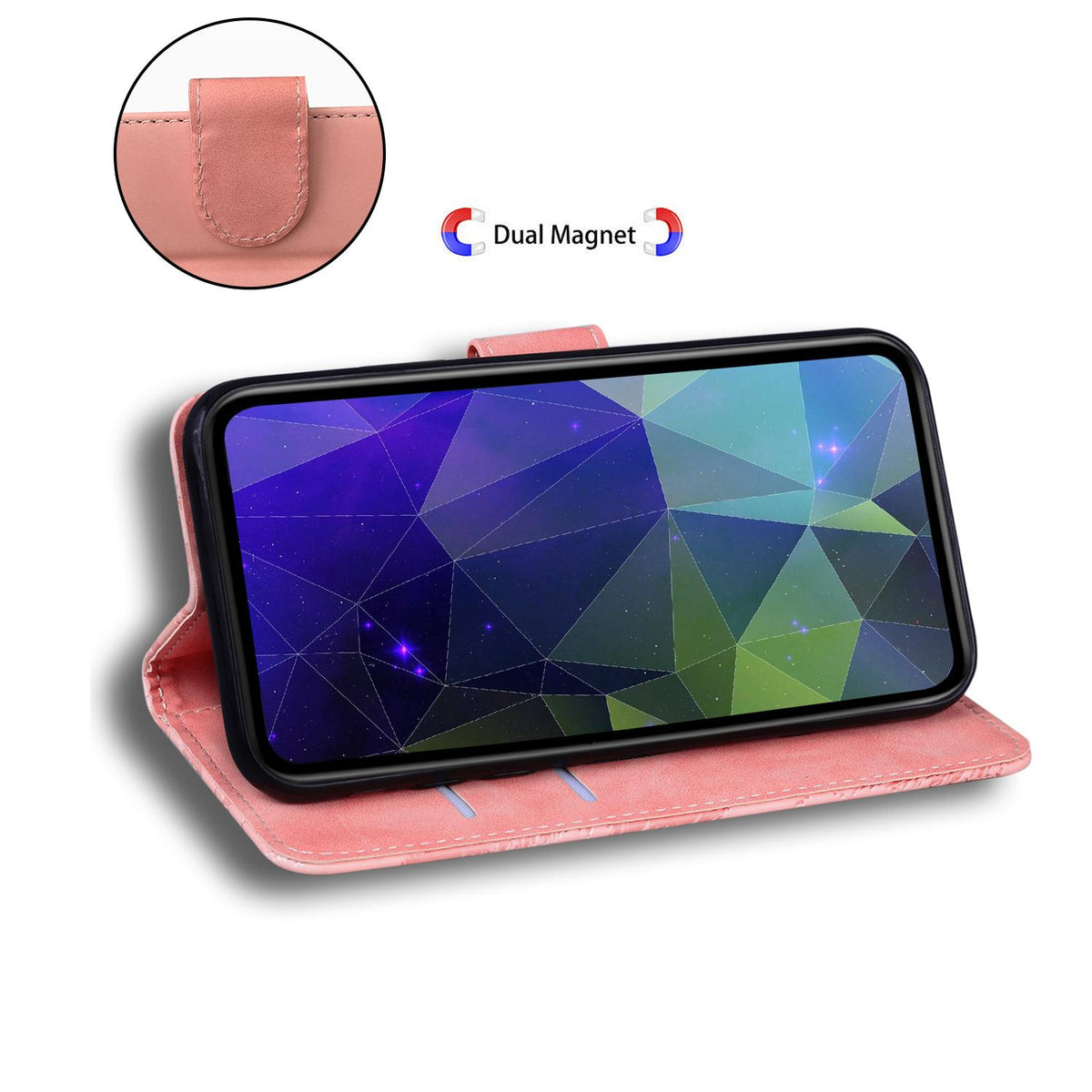 For Honor 600 Smart 5G Skin Feel Pure Color Flip Leather Phone Case - Pink - EDA005223427D