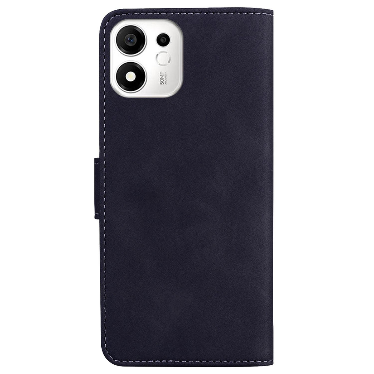 For Honor 600 Smart 5G Skin Feel Pure Color Flip Leather Phone Case - Black - EDA005223427F