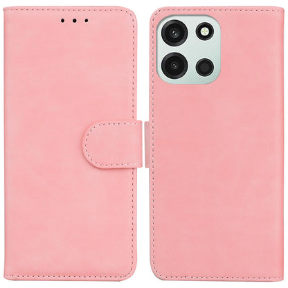 For OnePlus Nord 6 5G / Turbo 6 / Turbo 6V Skin Feel Pure Color Flip Leather Phone Case - Pink - EDA005223711D