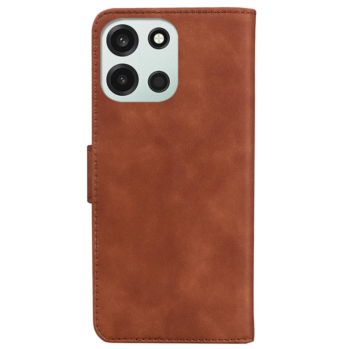 For OnePlus Nord 6 5G / Turbo 6 / Turbo 6V Skin Feel Pure Color Flip Leather Phone Case - Brown - EDA005223711E