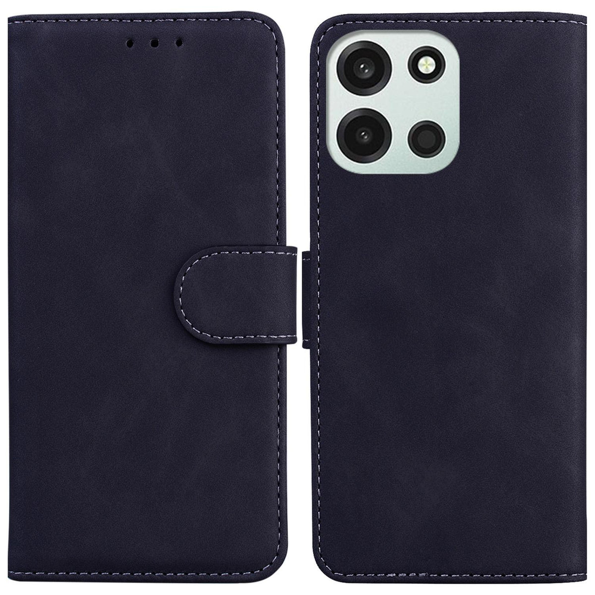 For OnePlus Nord 6 5G / Turbo 6 / Turbo 6V Skin Feel Pure Color Flip Leather Phone Case - Black - EDA005223711F