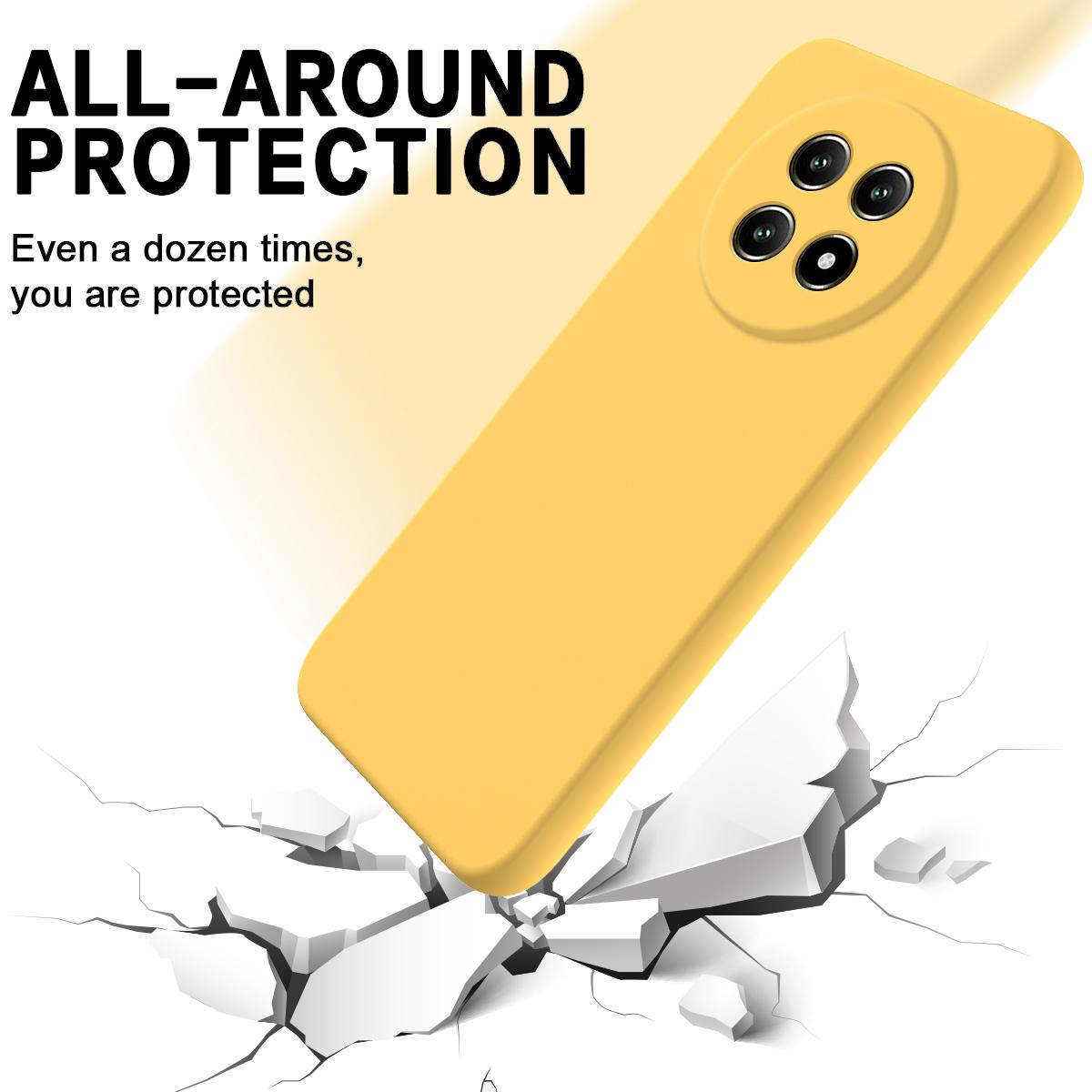 For Huawei nova 15 Max Solid Color Liquid Silicone Dropproof Full Coverage Phone Case - Yellow - EDA005228325B