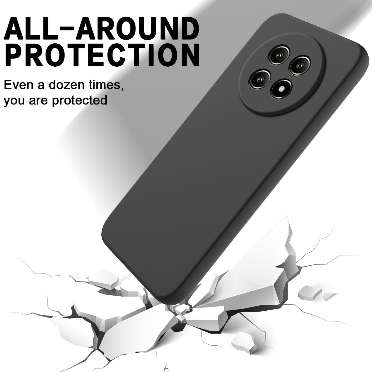 For Huawei nova 15 Max Solid Color Liquid Silicone Dropproof Full Coverage Phone Case - Black - EDA005228325C