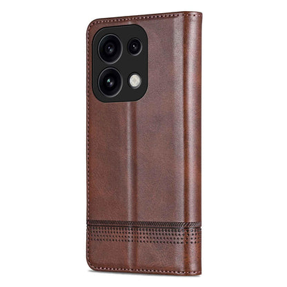 For OPPO Reno16 Pro 5G Global AZNS Magnetic Calf Texture Flip Leather Phone Case(Dark Brown)