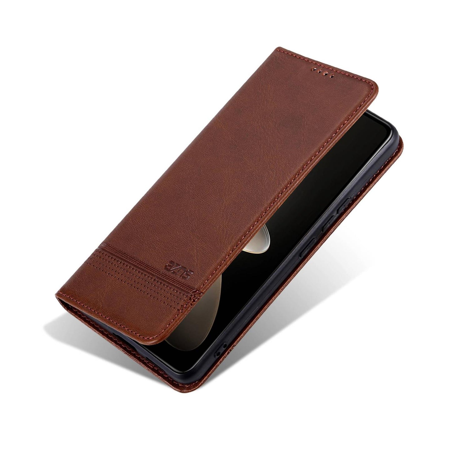 For OPPO Reno16 Pro 5G Global AZNS Magnetic Calf Texture Flip Leather Phone Case(Dark Brown)