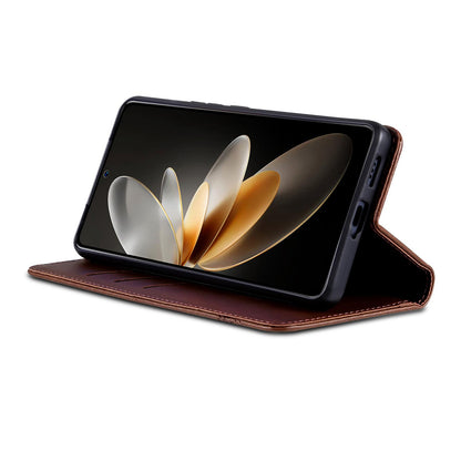 For OPPO Reno16 Pro 5G Global AZNS Magnetic Calf Texture Flip Leather Phone Case(Dark Brown)
