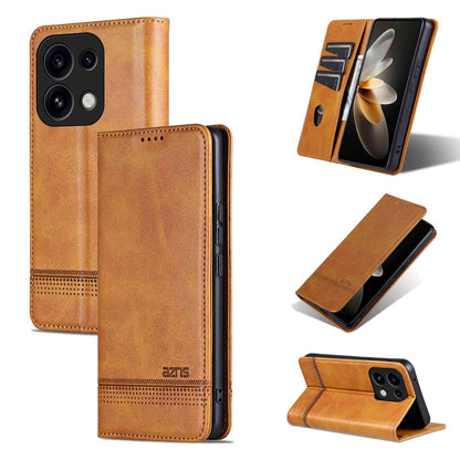 For OPPO Reno16 Pro 5G Global AZNS Magnetic Calf Texture Flip Leather Phone Case(Light Brown)